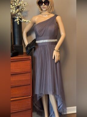 Wtoo One-Shoulder Tulle Dress with Sequin Waist